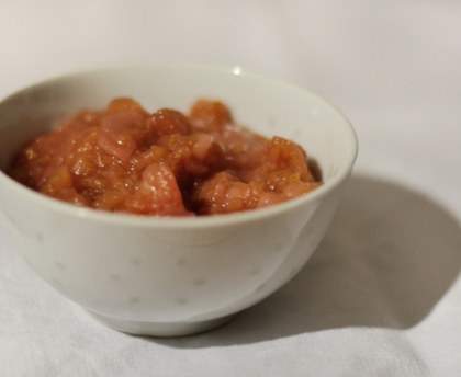 Compote rose pâle : pomme-poire-framboise