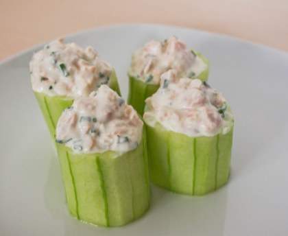 Concombres farcis au saumon