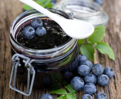 Confiture de myrtilles fraîches ou surgelées