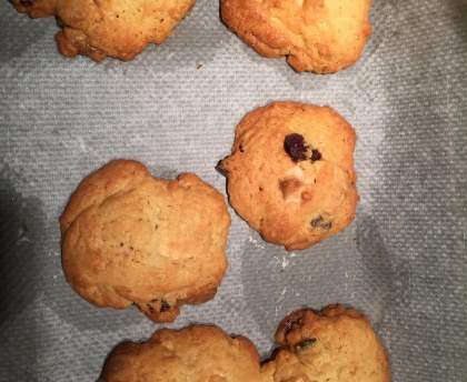 Cookies au chocolat blanc, cranberries et graines de courges