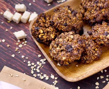 Cookies avoine chocolat, noix de coco et banane