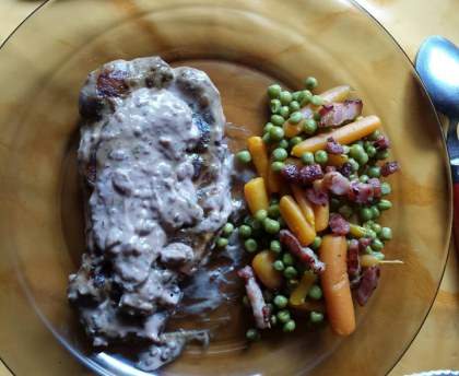 côtes de porc sauce crème d'échalotes