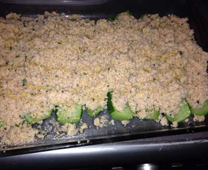 Courgette farcie aux tranches de blanc de poulet