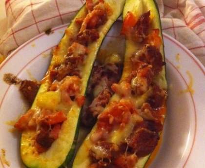 Courgettes farçies au chorizo et tomates