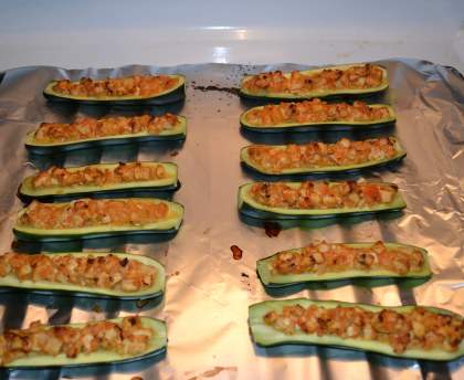 Courgettes farcies au poulet et au camembert