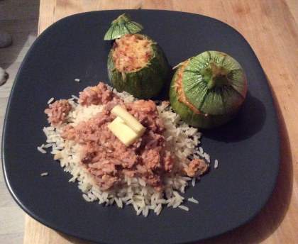 Courgettes rondes farcies à la viande parfum curry