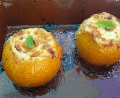 Courgettes rondes farcies aux lardons