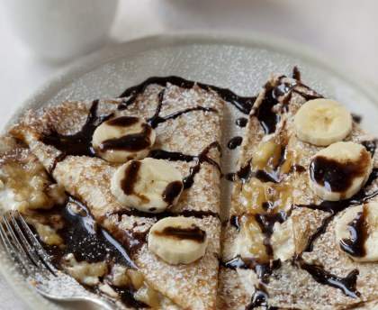 Crêpes fourrées au mascarpone et marmelade de bananes
