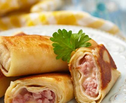 Crêpes roulées jambon béchamel