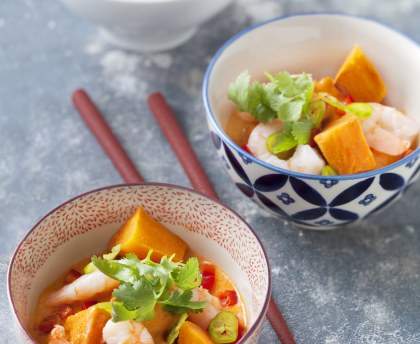 Crevettes aux patates douces 