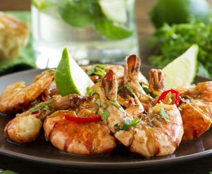 Crevettes caramélisées au gingembre