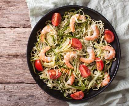 Crevettes et courgettes au curry et lait de coco
