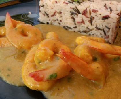 Crevettes sauce à la mangue, coco et citronnelle