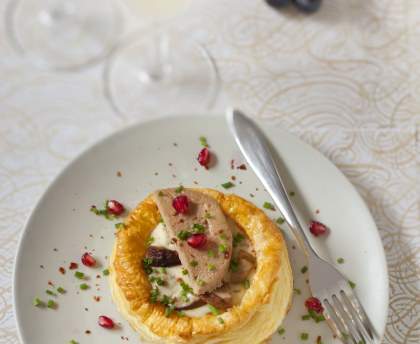 Croustade de cèpes au foie gras poêlé