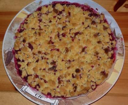 Crumble aux framboises et chocolat blanc