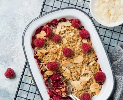 Crumble aux framboises rapide