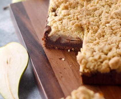 Crumble cake poires et chocolat