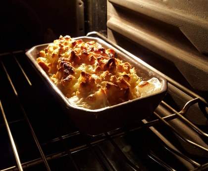 Crumble de pommes de terre chèvre et roquefort