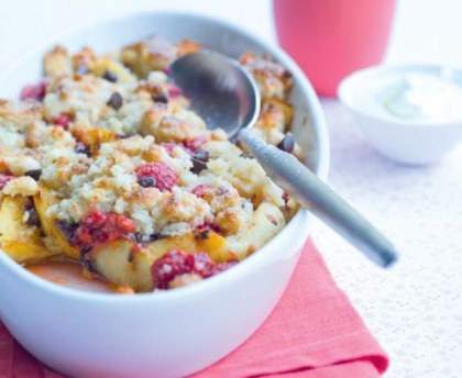 Crumble pamplemousse framboise