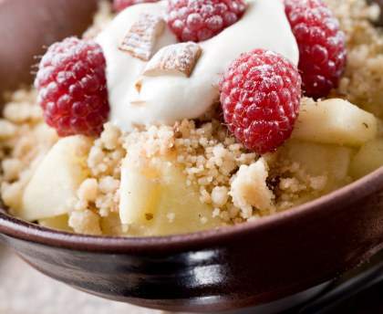 Crumble pommes et framboises