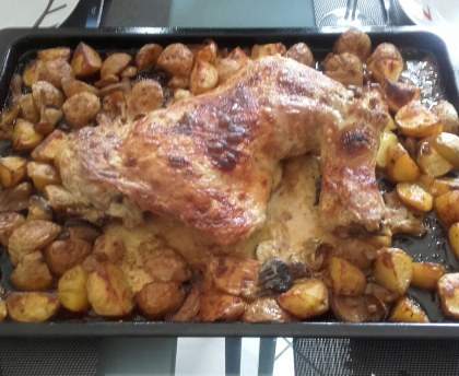 Cuisse de dinde aux poivrons et pommes de terre