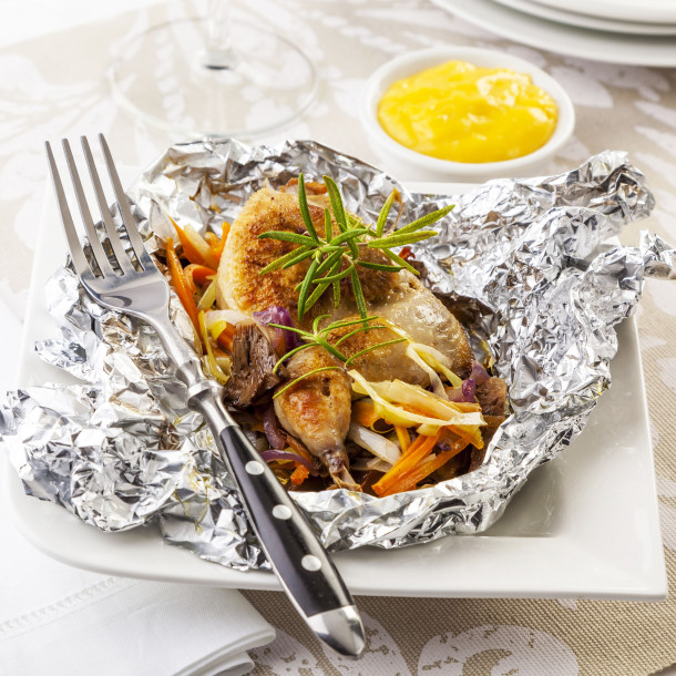 Cuisses de pintade en papillotes