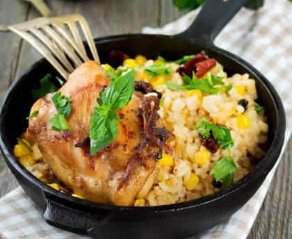 Cuisses de poulet caramélisées au thym 