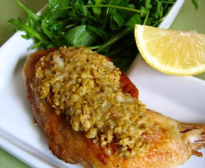 Cuisses de poulet gratinées aux olives et parmesan