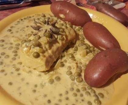 Curry de cabillaud aux petits pois