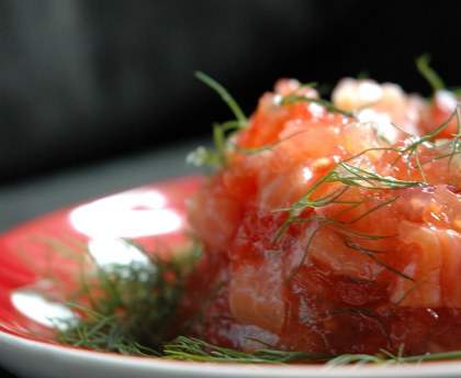 dômes de tomate et saumon