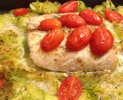 Dos de cabillaud et ses tagliatelles de courgette