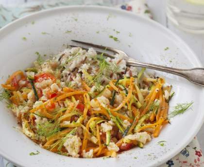 Emietté de grenadier aux petits légumes