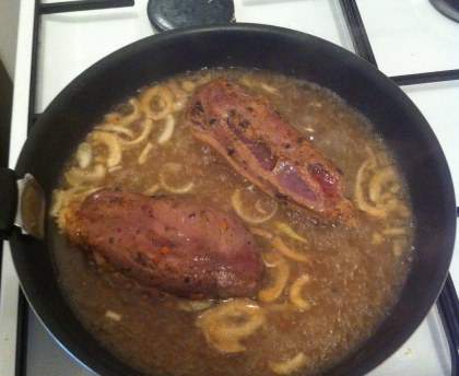 Emincé de canard sauce sucrée et capellini