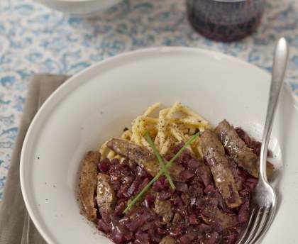 Emincé de foie au vin rouge - Sürlewerle ( Alsace)