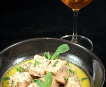 Emincé de saumon au cidre et au safran