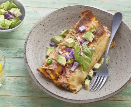 Enchiladas au boeuf haché, oignons et olives noires