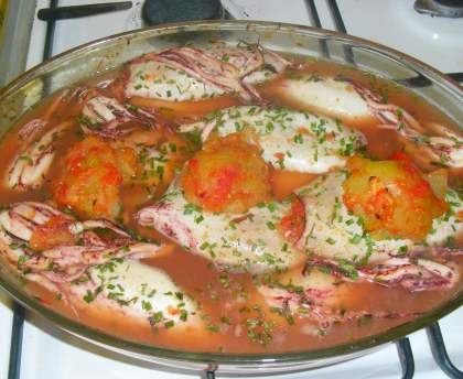 Encornets farcis aux légumes