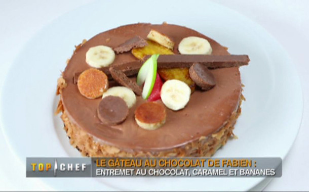 Entremet choco banane, caramel beurre salé