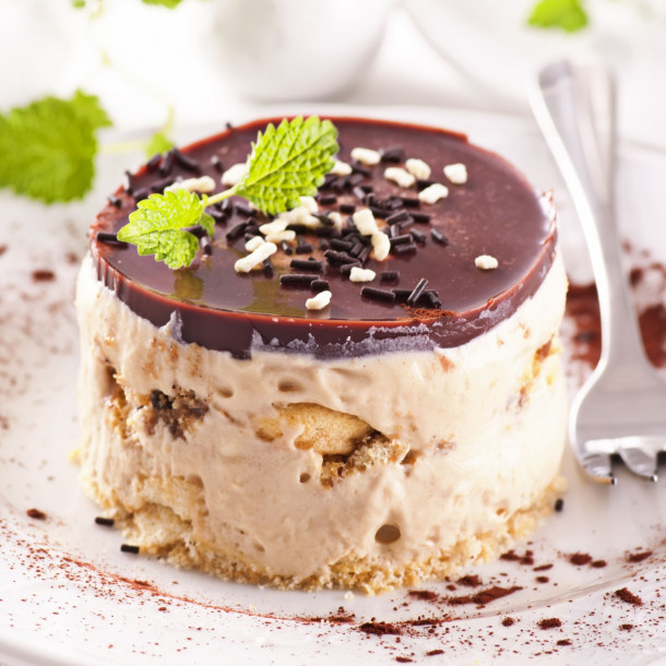 Entremet chocolat-café aux boudoirs