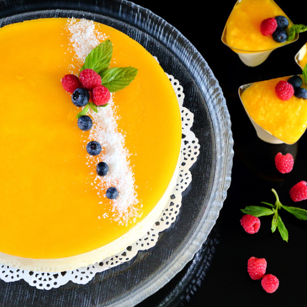 Entremet mangue framboise