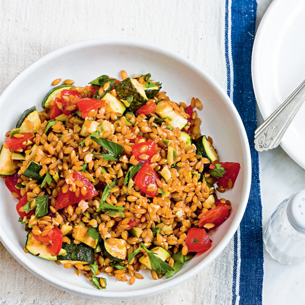 Epeautre, courgette & tomates