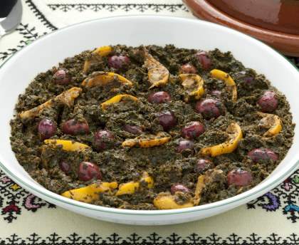 Epinards aux olives et citron confit