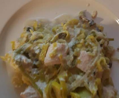 Escalope aux poireaux et à la crème