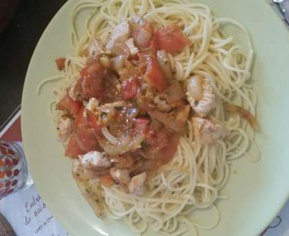 escalopes de poulet aux tomates et oignons