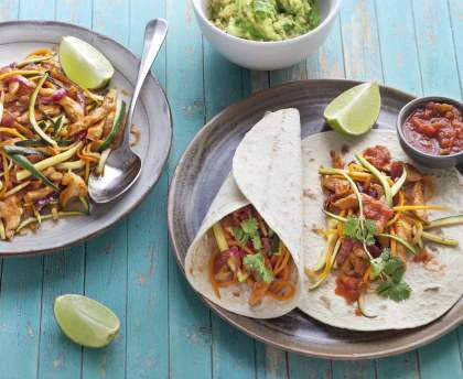 Fajitas poulet et légumes croquants, sauce aigre-douce