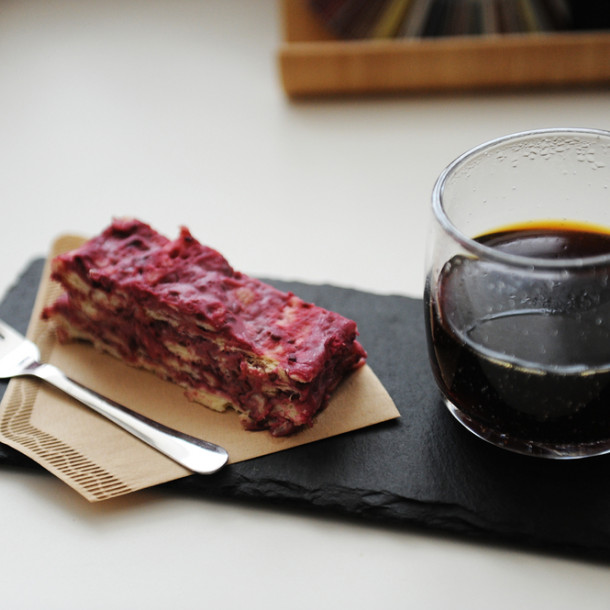 Feuillantine au chocolat et sa marmelade de framboises