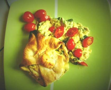 Feuilleté courgettes poulet chèvre aux épices
