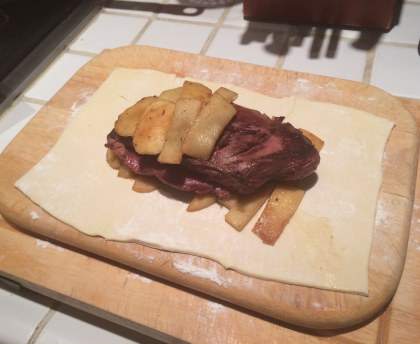 Feuilleté de magret de canard aux pommes