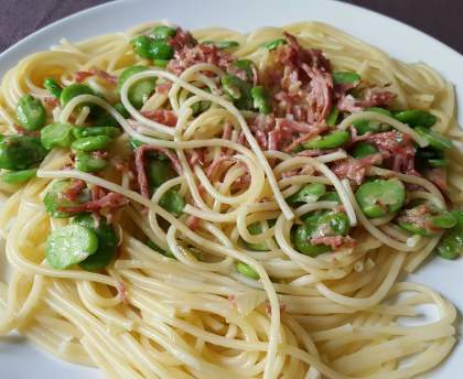 Fèves carbonara
