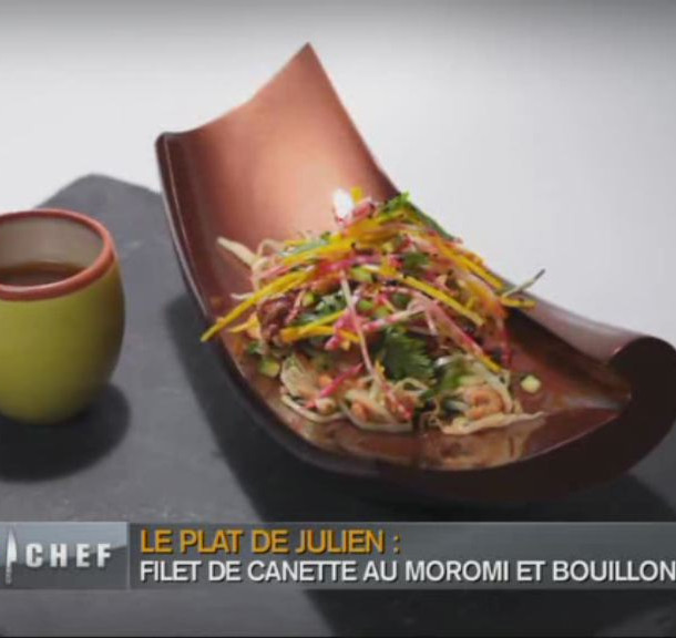 Filet de canette de Chalan, légumes et bouillon thaï